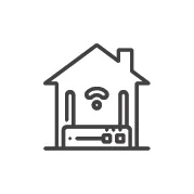 An icon of a house with a router